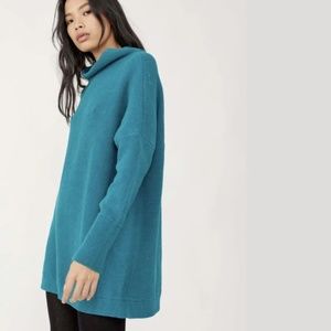 Free People Ottoman Slouchy Tunic Sweater Electric Teal Small  XS New
